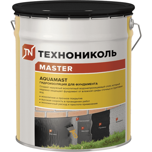 Мастика битумная Технониколь Aquamast 18 кг для фундамента